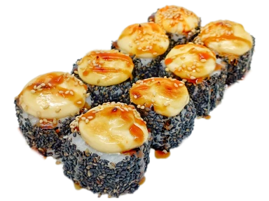 Заказать Тёплые роллы Запеченный урамаки с мидией в кунжуте
