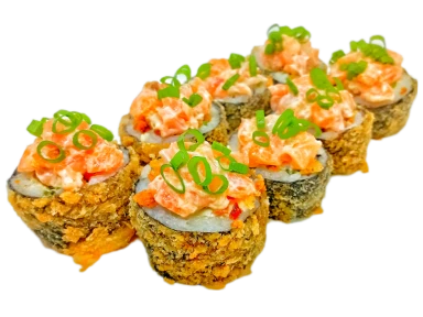 Тёплые роллы Темпура тартар з лососем спайси Заказать Тёплые роллы Темпура тартар з лососем спайси