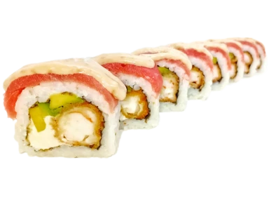 Смачні роли у Харкові Лакшері рол з тунцем та креветкою темпура Замовити Смачні роли у Харкові Лакшері рол з тунцем та креветкою темпура