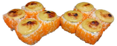 Тёплые роллы Чизуми с лососем и тигровой креветкой Заказать Тёплые роллы Чизуми с лососем и тигровой креветкой