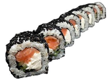 Замовити Смачні роли у Харкові Каліфорнія з лососем у чорному кунжуті